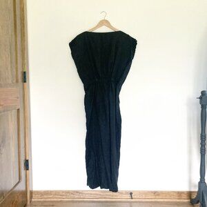 Seaside Tones 100% Baltic Linen Maxi Dress in Black